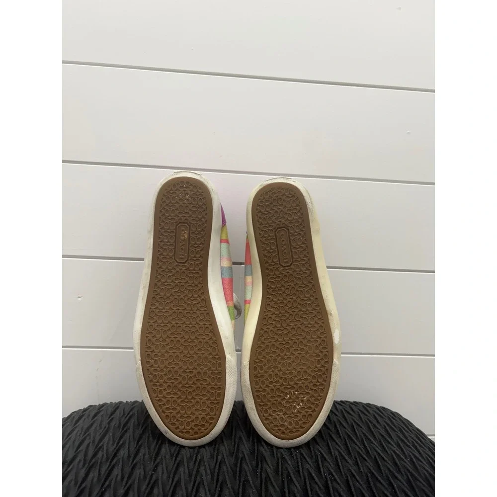 Coach Barrett Hamptons Women's Rainbow Multicolor Striped Sneakers Size 9B